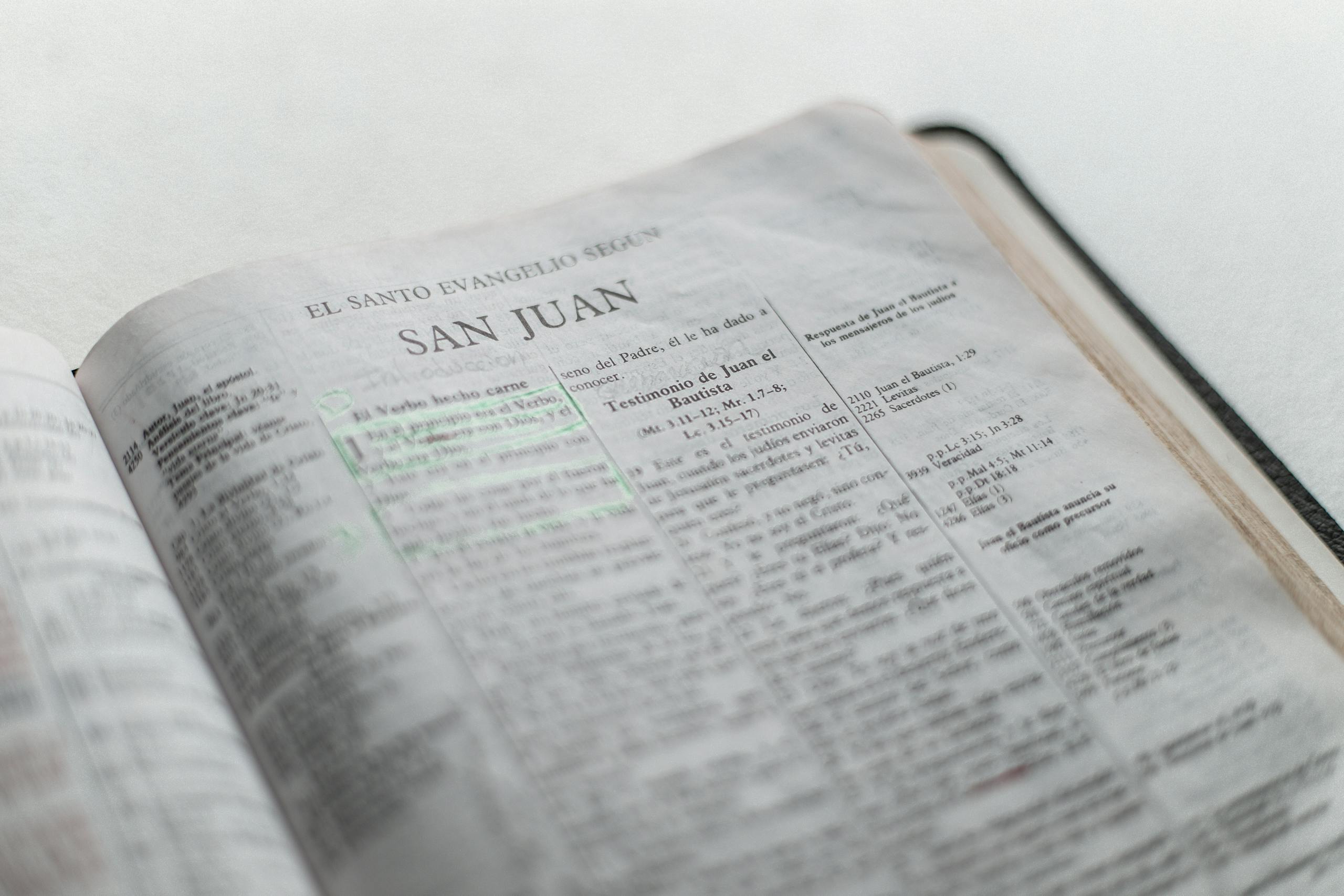 New Testament Bible Open on Gospel of Saint John
